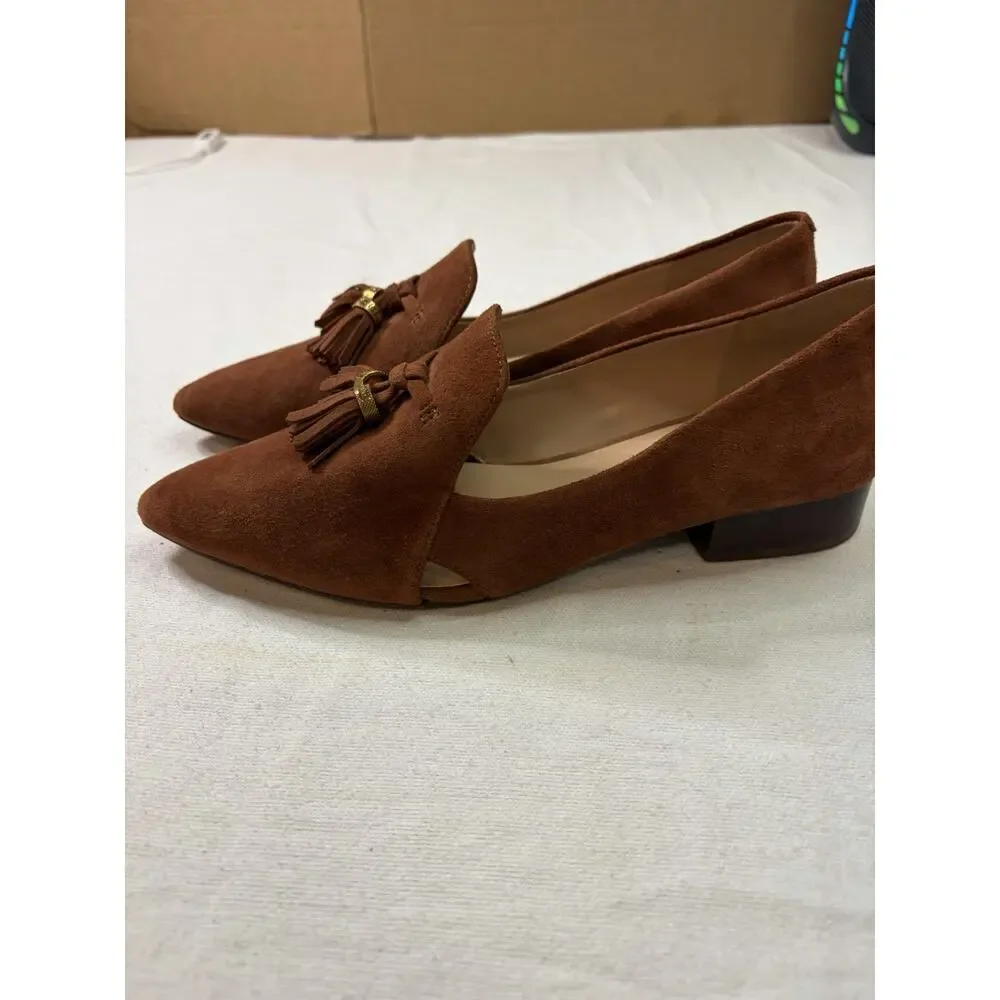 Cole Haan Vanya Tassel Pumps Womens 6B Brown Suede Block Heel Grand 360 Preppy